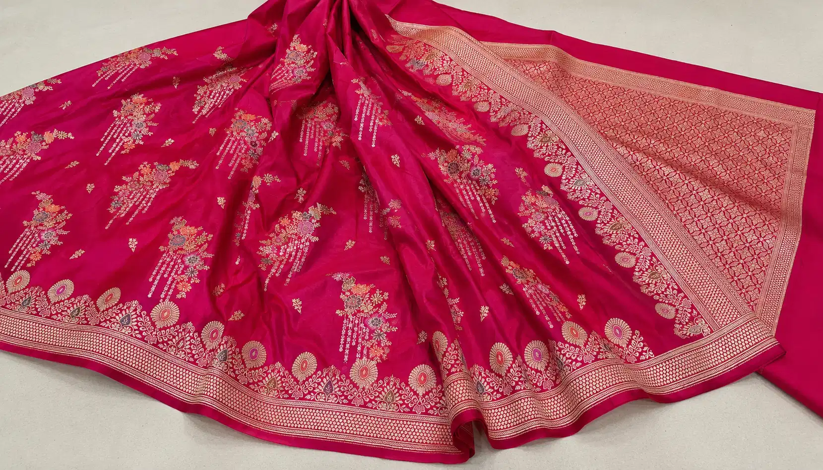 Katan silk Banarasi saree with Kadwa boota border and pallu